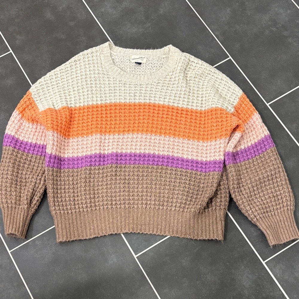 Universal Thread Women's Colorblock Sweater - Orange, Purple, Cream, Brown